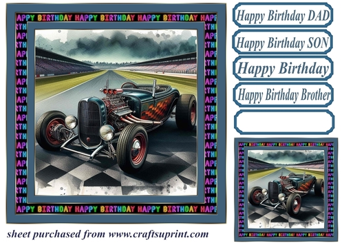 Birthday hot rod card front 6