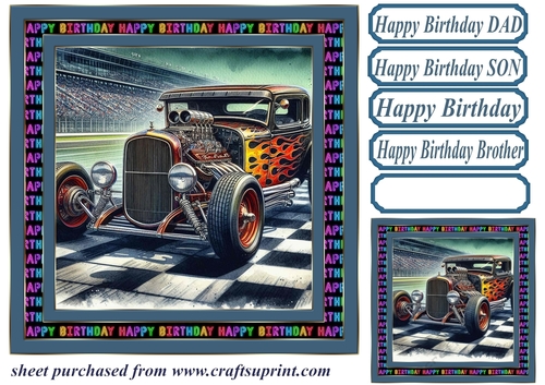 Birthday hot rod card front 7