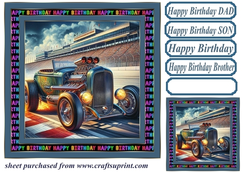 Birthday hot rod card front 8