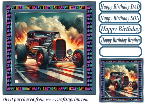 Birthday hot rod card front 9
