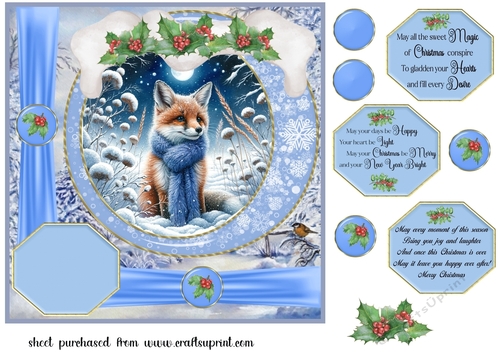 Blue winter fox card front 1