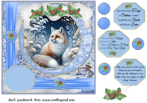 Blue winter fox card front 2