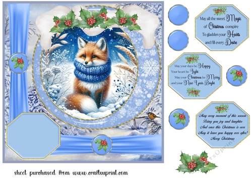 Blue winter fox card front 3