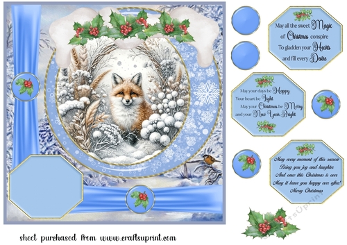 Blue winter fox card front 4