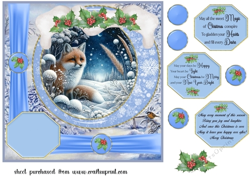 Blue winter fox card front 5
