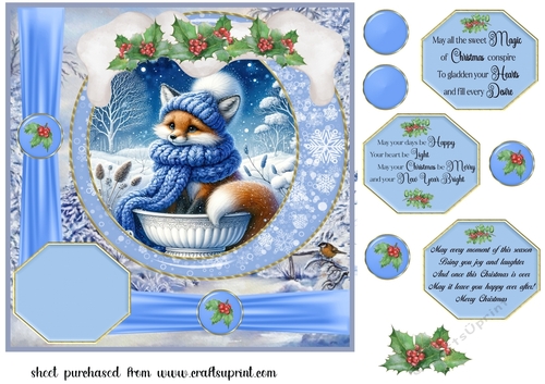 Blue winter fox card front 6
