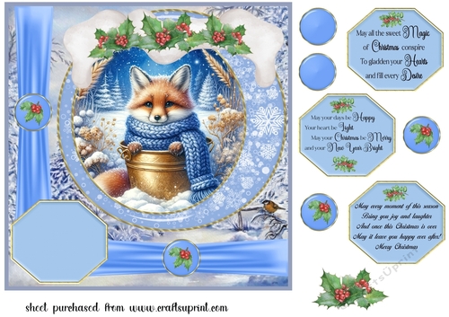 Blue winter fox card front 7