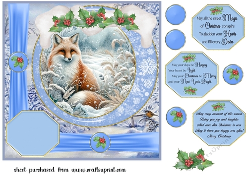 Blue winter fox card front 8