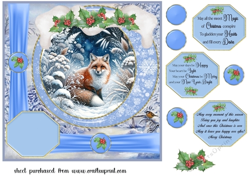 Blue winter fox card front 10