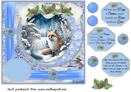 Blue winter fox card front 11