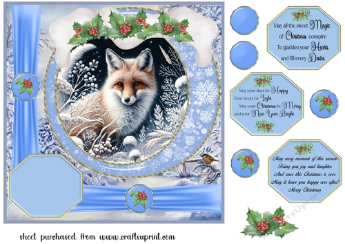 Blue winter fox card front 12