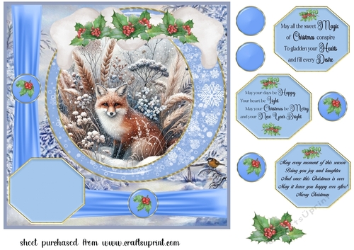 Blue winter fox card front 14
