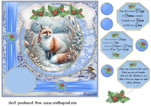Blue winter fox card front 15