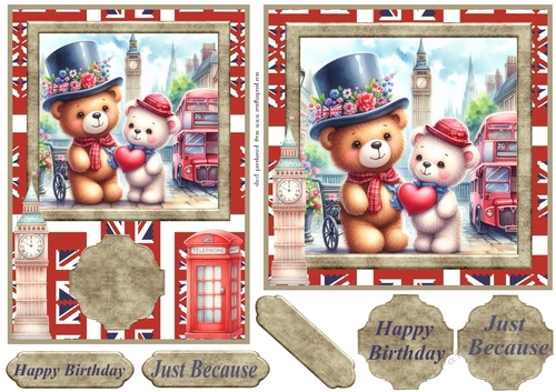 6x6 and 7x5(both aprox) Bears in London card fronts 2