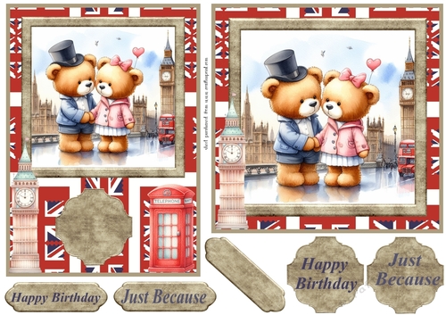 6x6 and 7x5(both aprox) Bears in London card fronts 3