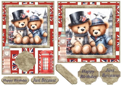 6x6 and 7x5(both aprox) Bears in London card fronts 4