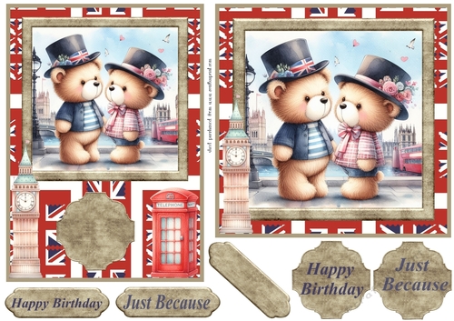 6x6 and 7x5(both aprox) Bears in London card fronts 5
