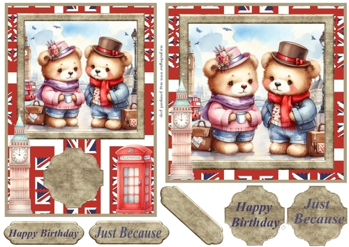 6x6 and 7x5(both aprox) Bears in London card fronts 6