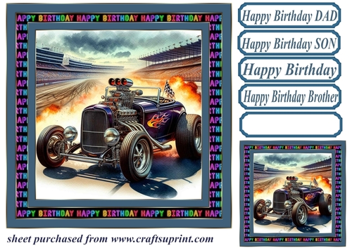 Birthday hot rod card front 11