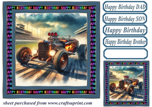 Birthday hot rod card front 13