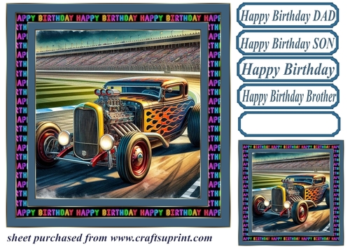Birthday hot rod card front 16