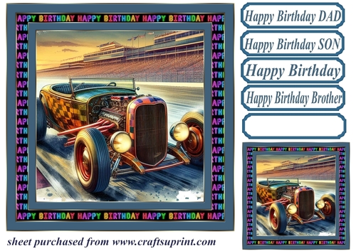 Birthday hot rod card front 17