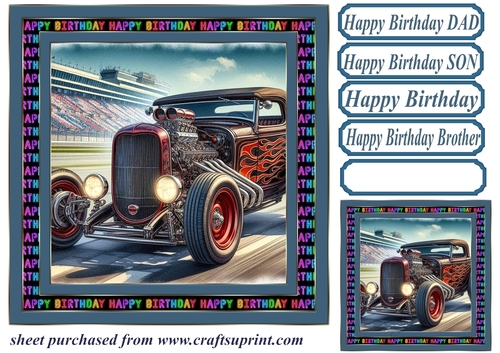 Birthday hot rod card front 18