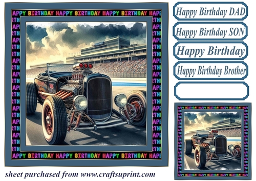 Birthday hot rod card front 19
