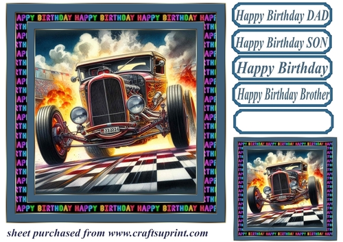 Birthday hot rod card front 20