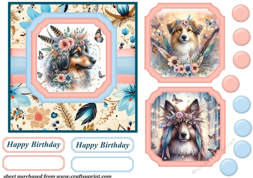 Boho dog card front 1
