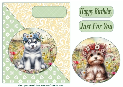 Floral pup card front (new) 2