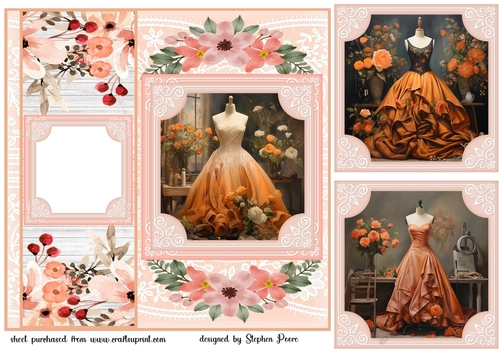 Floral orange dress card front