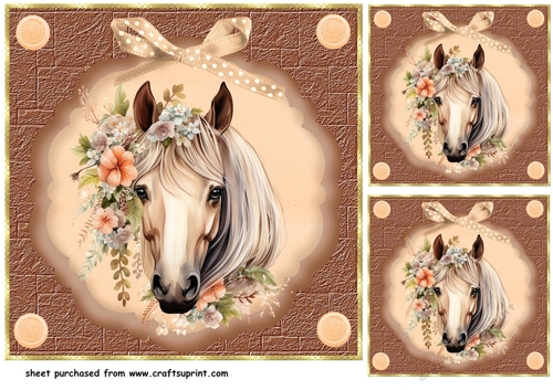 3 Floral horse card fronts/toppers 4