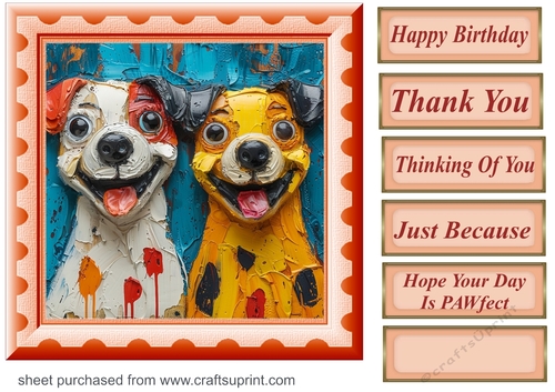 Bright paint effect dog card front 10
