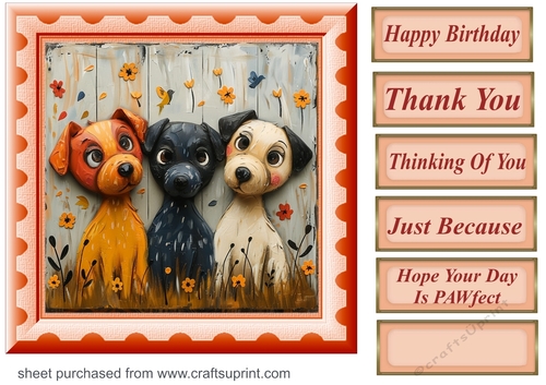 Bright paint effect dog card front 11