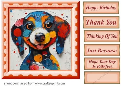 Bright paint effect dog card front 14