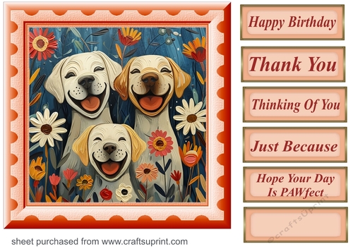 Bright paint effect dog card front 16