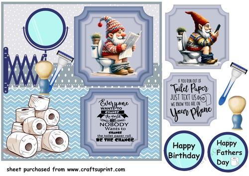 Gnome on toilet card front 1