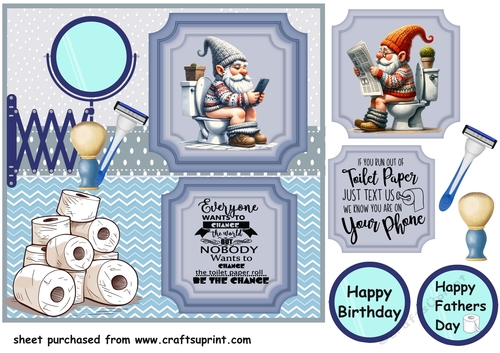 Gnome on toilet card front 2