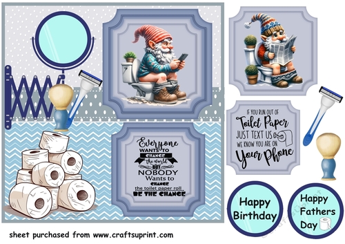 Gnome on toilet card front 3