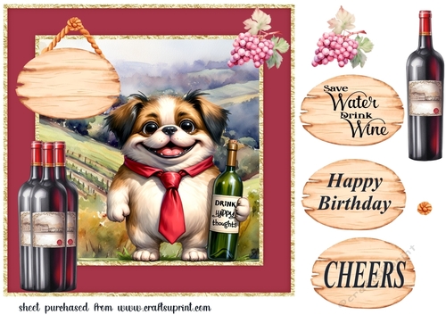 Dog with wine card front 1