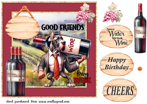 Dog with wine card front 2