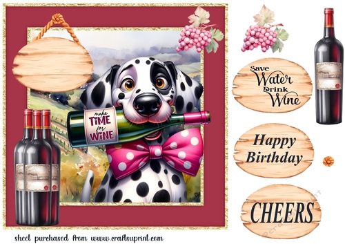 Dog with wine card front 3