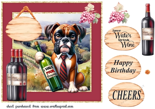 Dog with wine card front 5