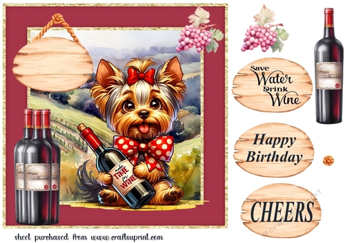 Dog with wine card front 6