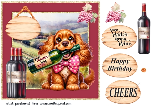 Dog with wine card front 7