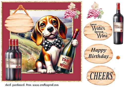 Dog with wine card front 8