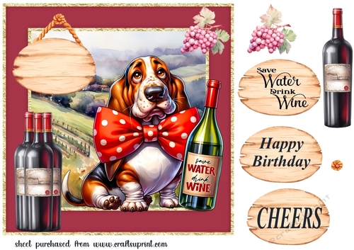 Dog with wine card front 10