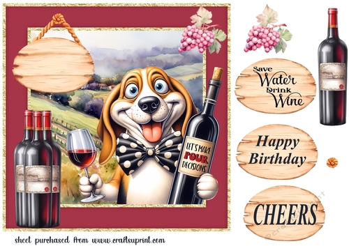 Dog with wine card front 12