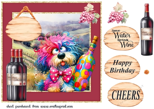 Dog with wine card front 13